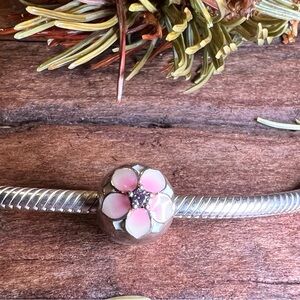 Authentic Pandora Magnolia Bloom Clip Pink Enamel Flowers Garden Cz Spring